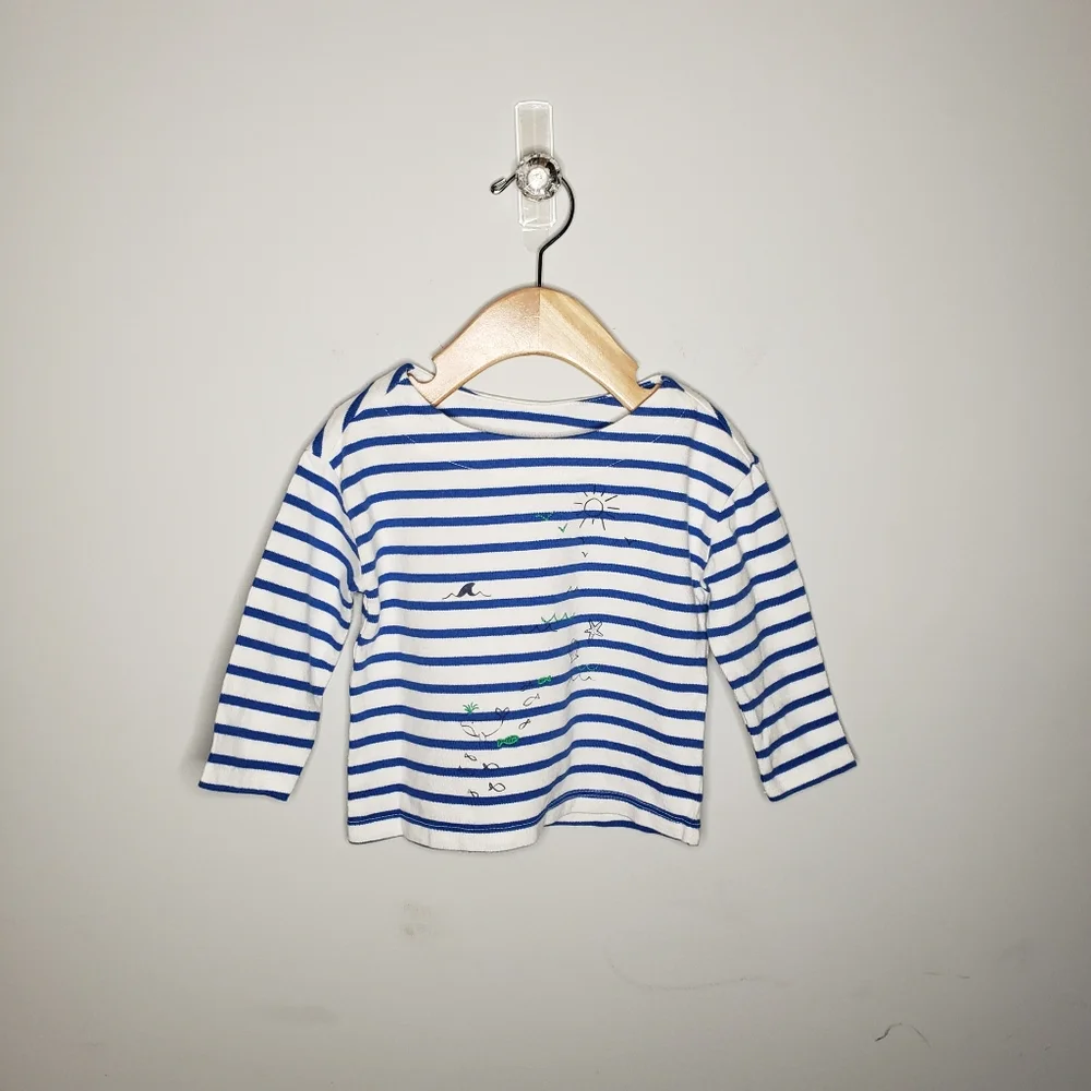 NWT Gymboree 12-18 Monthd Bsby Blue Striped Nautical Ocean Long Sleeve Top